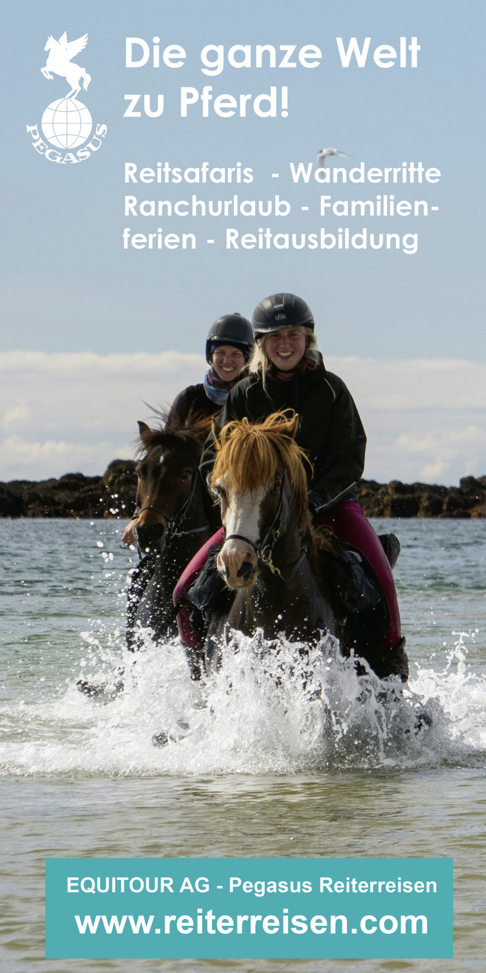 Webbanner Equitour Reiterin im Meer